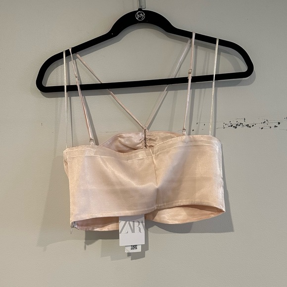 Zara Satin Effect Beige Crop Top - Picture 10 of 10